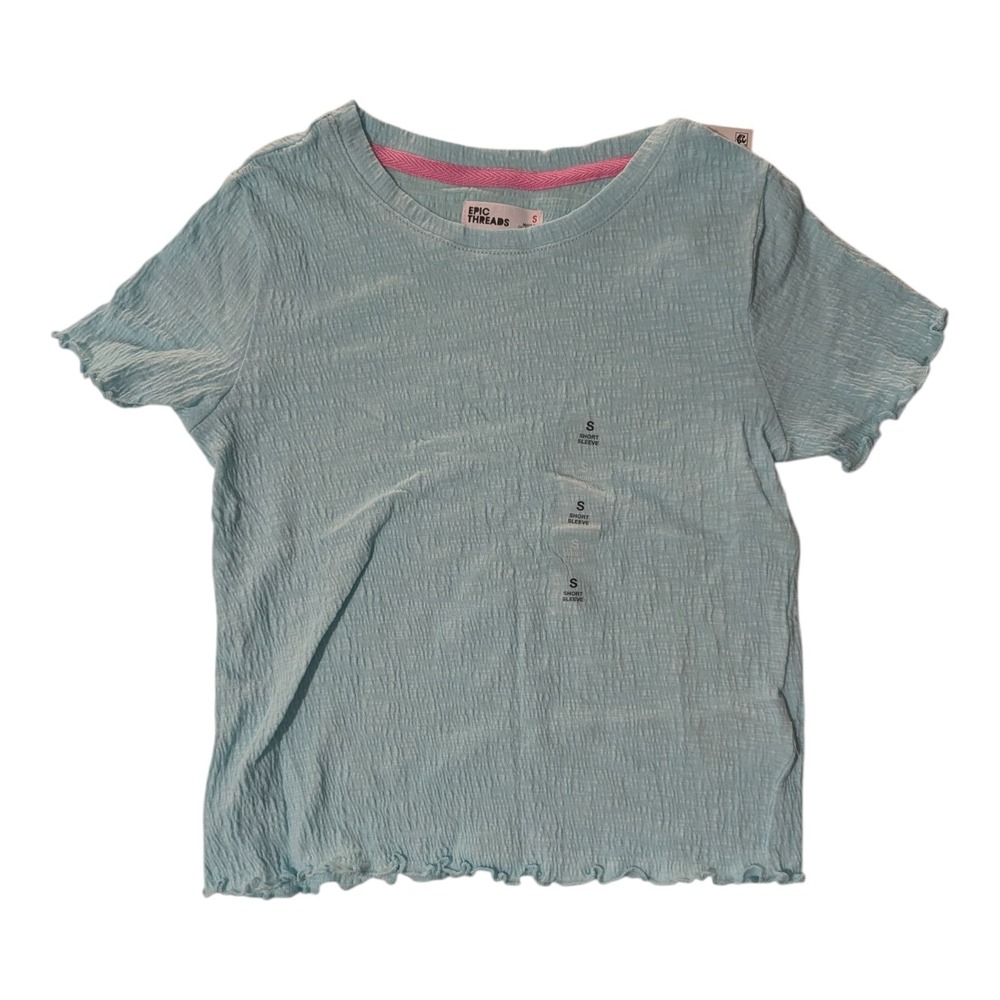 BBC-2 Epic Threads Solid Textured T-Shirt Little Girls Small - Refreshing Teal